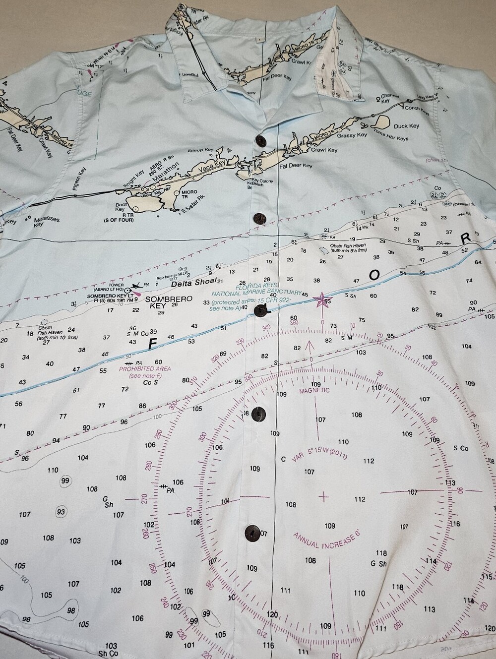 Top Deck Gear Men's Shirt Large  Florida Keys Navigator Nautical Fishing